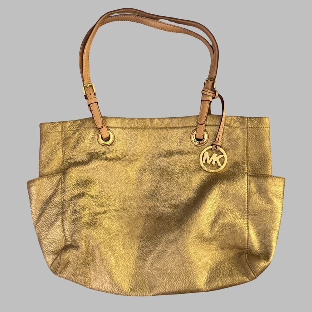 MICHAEL KORS Fulton Metallic Gold Leather Tote